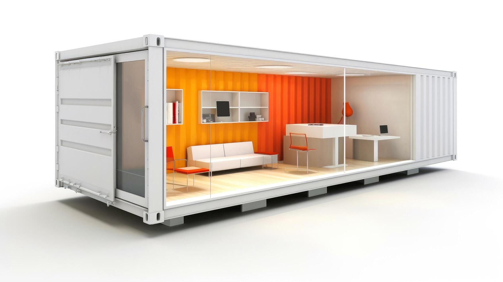Mobile office buildings or container site office for construction site. Shipping container. Portable house and office cabins, illustration photo