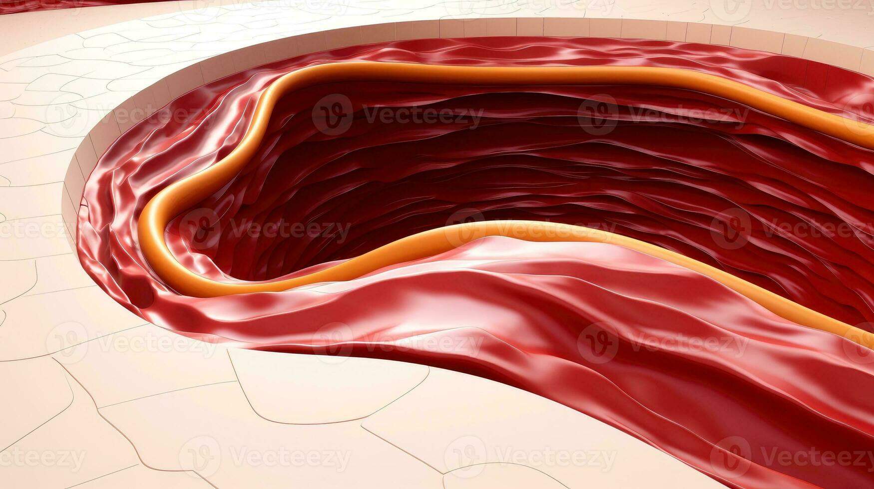 3d ilustración Bosquejo de el humano Organo sistemas, circulatorio, digestivo, rojo y blanco células de sangre con borroso fondo médico educación concepto, generativo ai ilustración foto