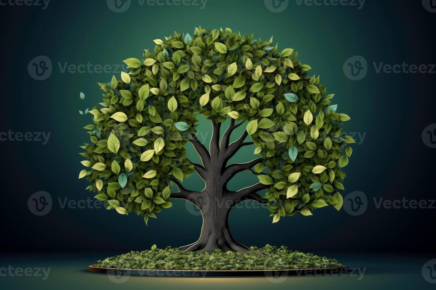 Ecosystem restoration, environment day concept tree background. Recycle icon paper cut banner with forest. Ecology project concept, illustration photo