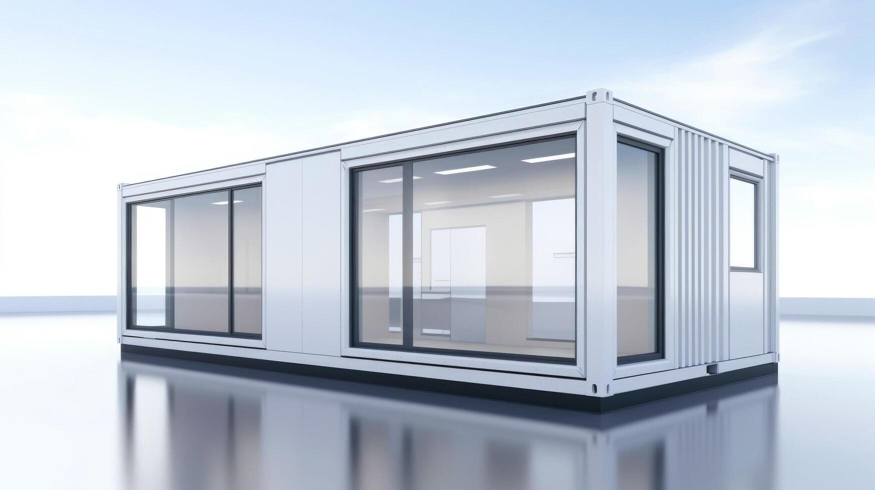 Mobile office buildings or container site office for construction site. Shipping container. Portable house and office cabins, illustration photo