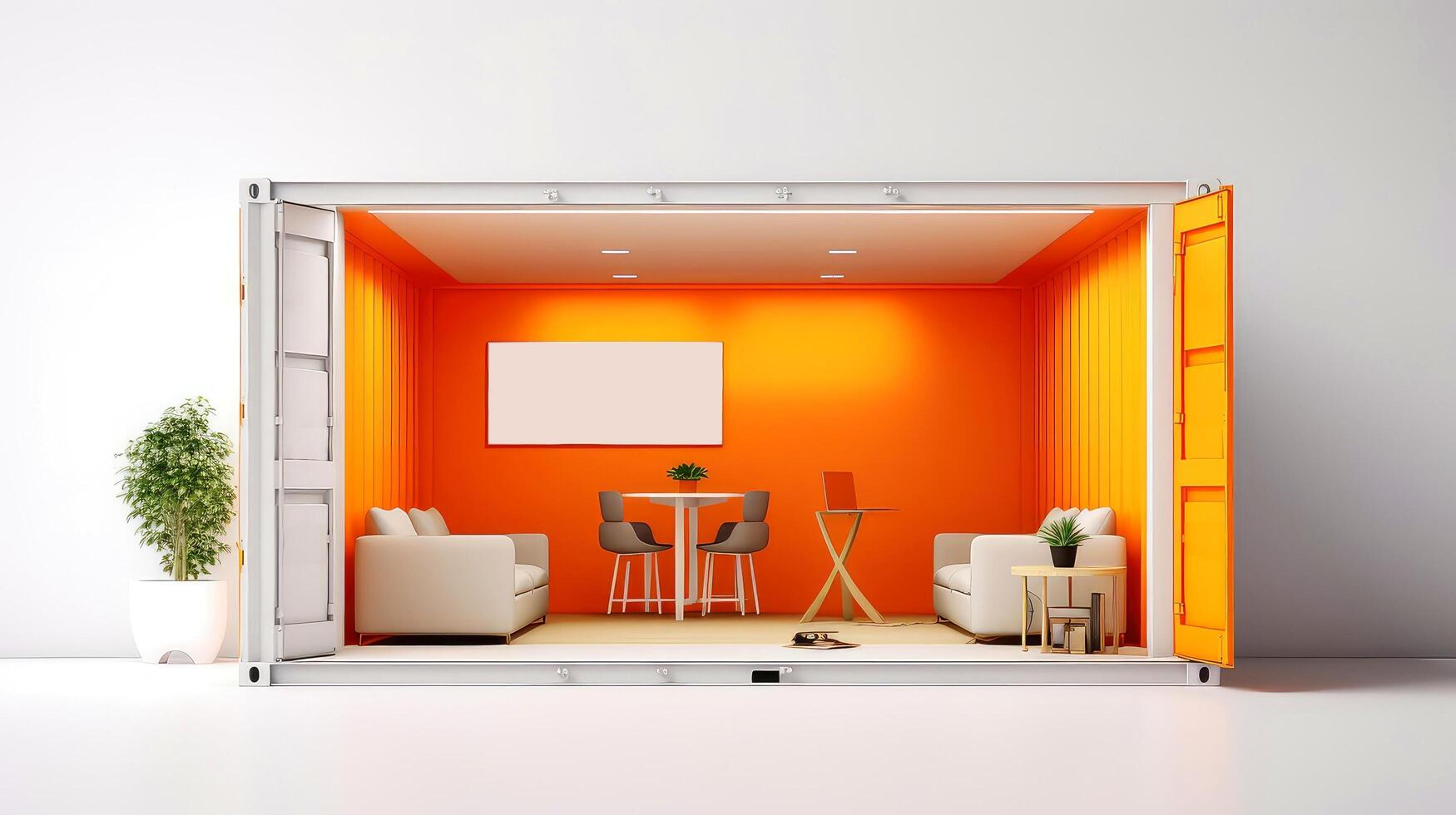 Mobile office buildings or container site office for construction site. Shipping container. Portable house and office cabins, illustration photo