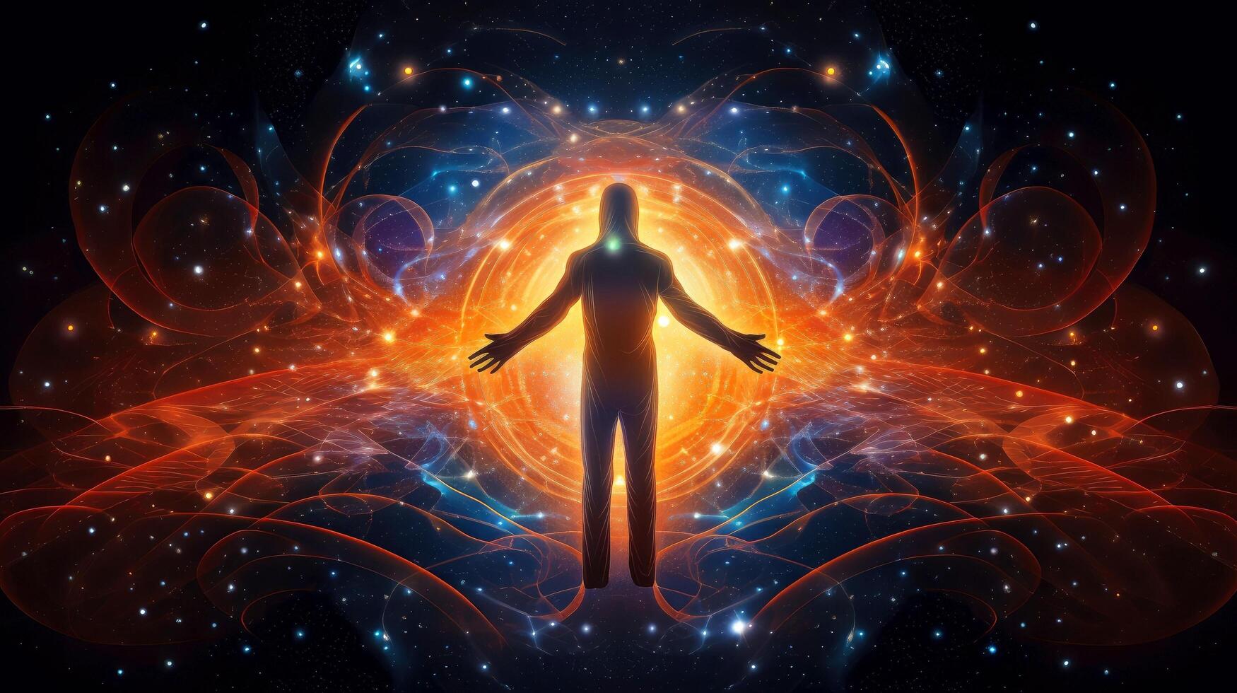Psychic waves experimentation, psychedelia, and bold mental, emotional, and spiritual journey, journey into wellness with psychic waves, illustration photo