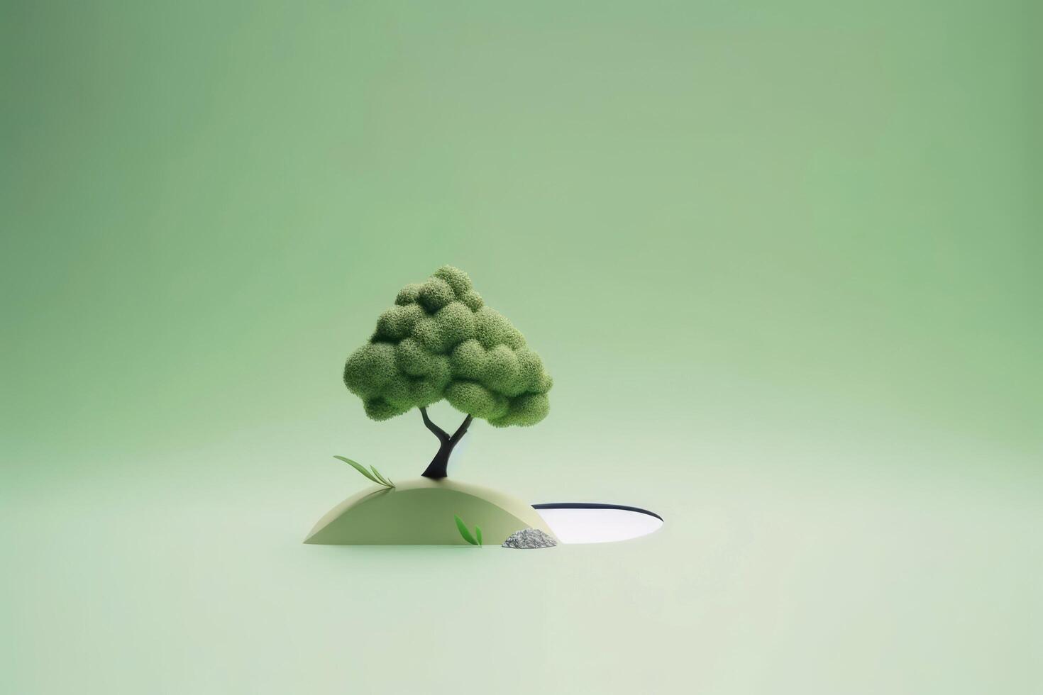 Abstract illustration minimalist landscape, alone tree in clear nature landscapeAbstract illustration minimalist landscape, Alone tree in clear nature landscape, illustration photo