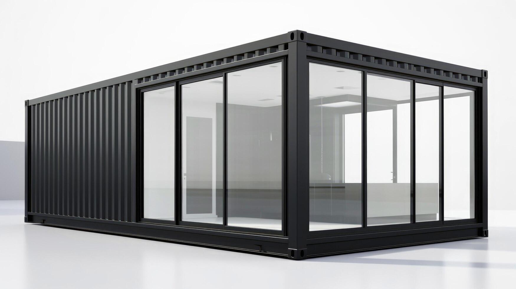 Mobile office buildings or container site office for construction site. Shipping container. Portable house and office cabins, illustration photo
