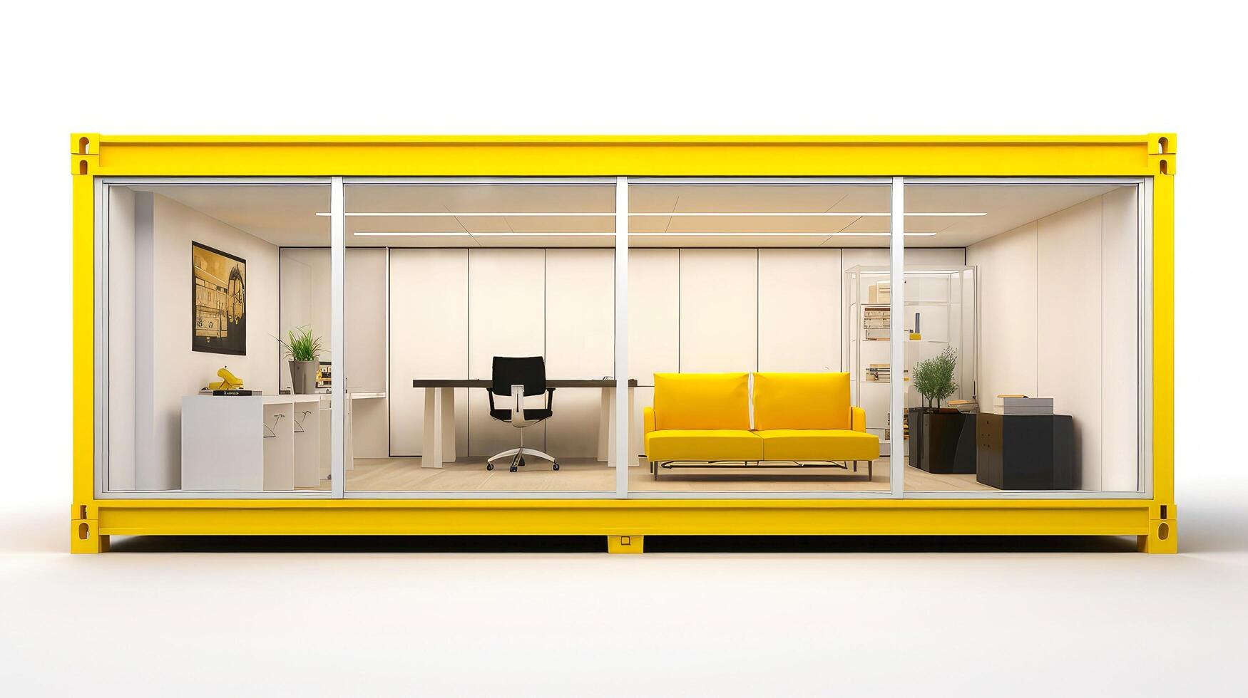 Mobile office buildings or container site office for construction site. Shipping container. Portable house and office cabins, illustration photo