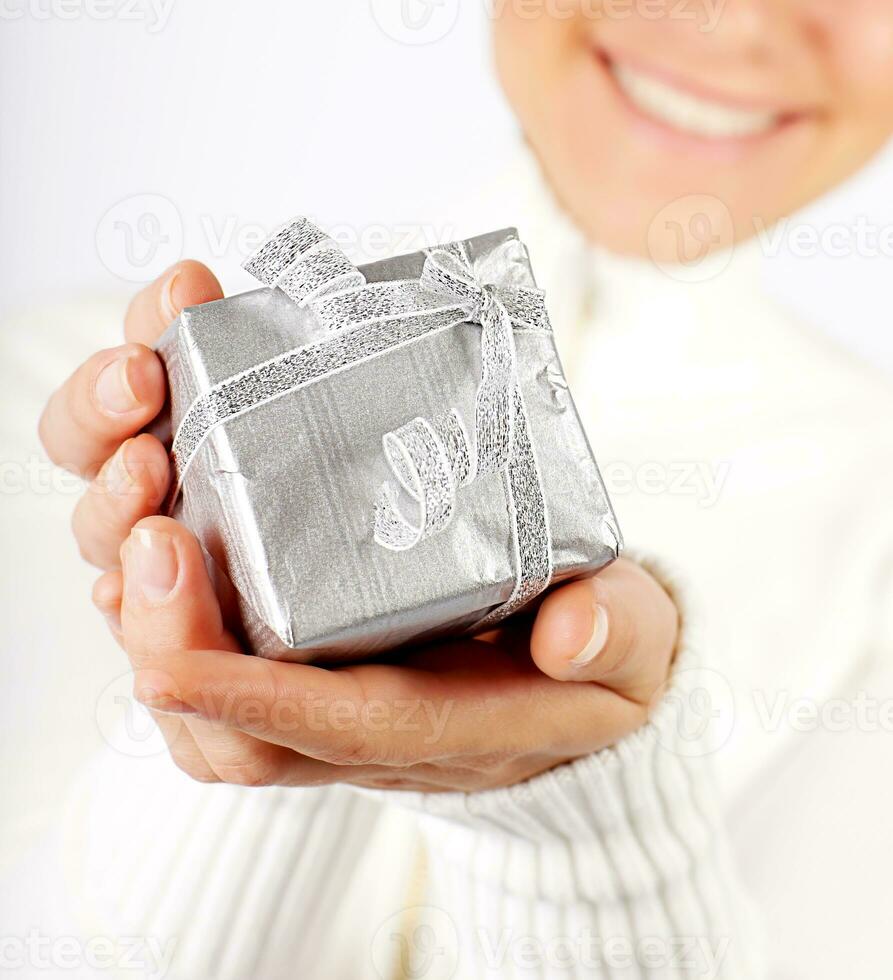 Happy female with a gift photo