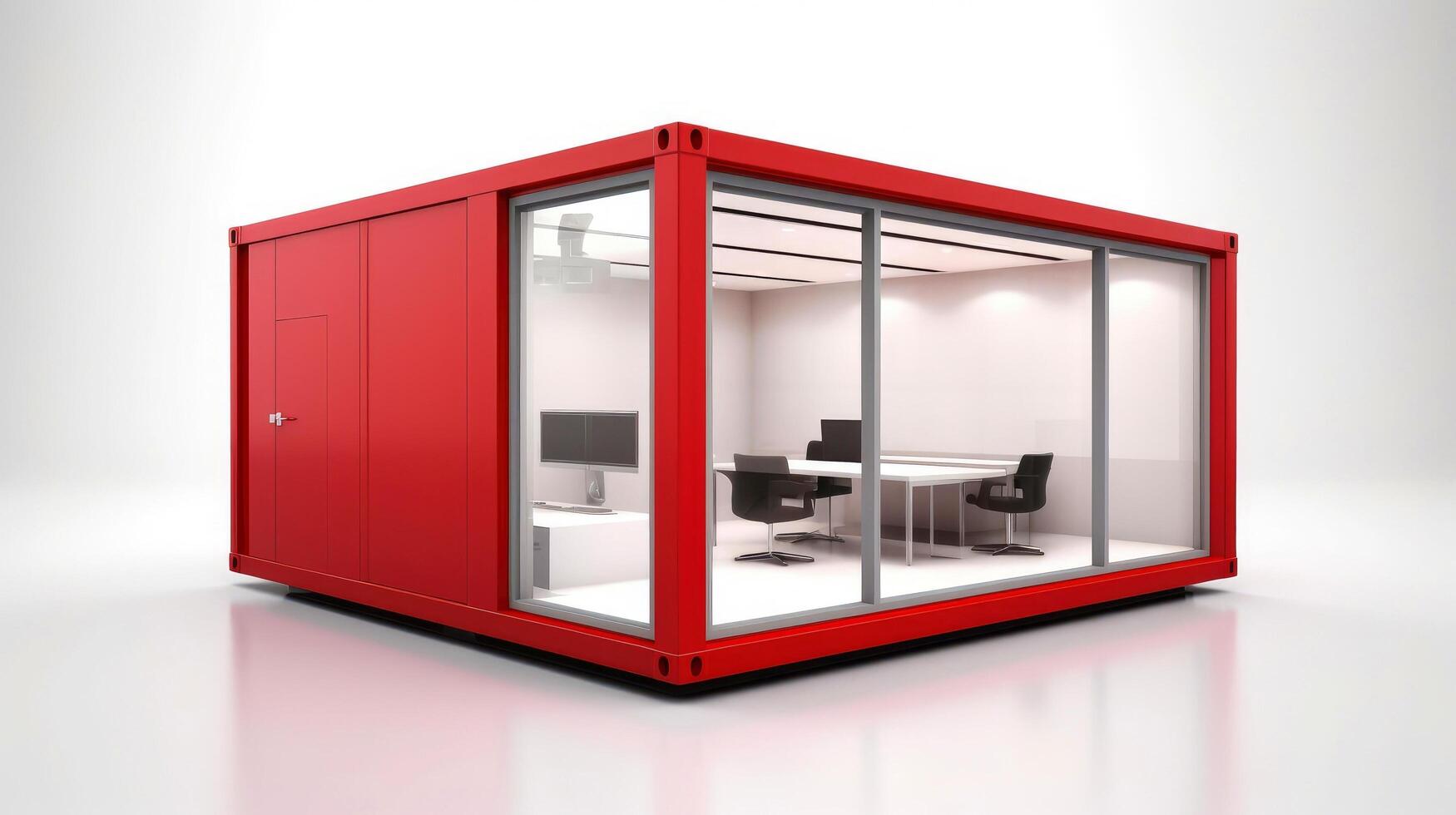 Mobile office buildings or container site office for construction site. Shipping container. Portable house and office cabins, illustration photo