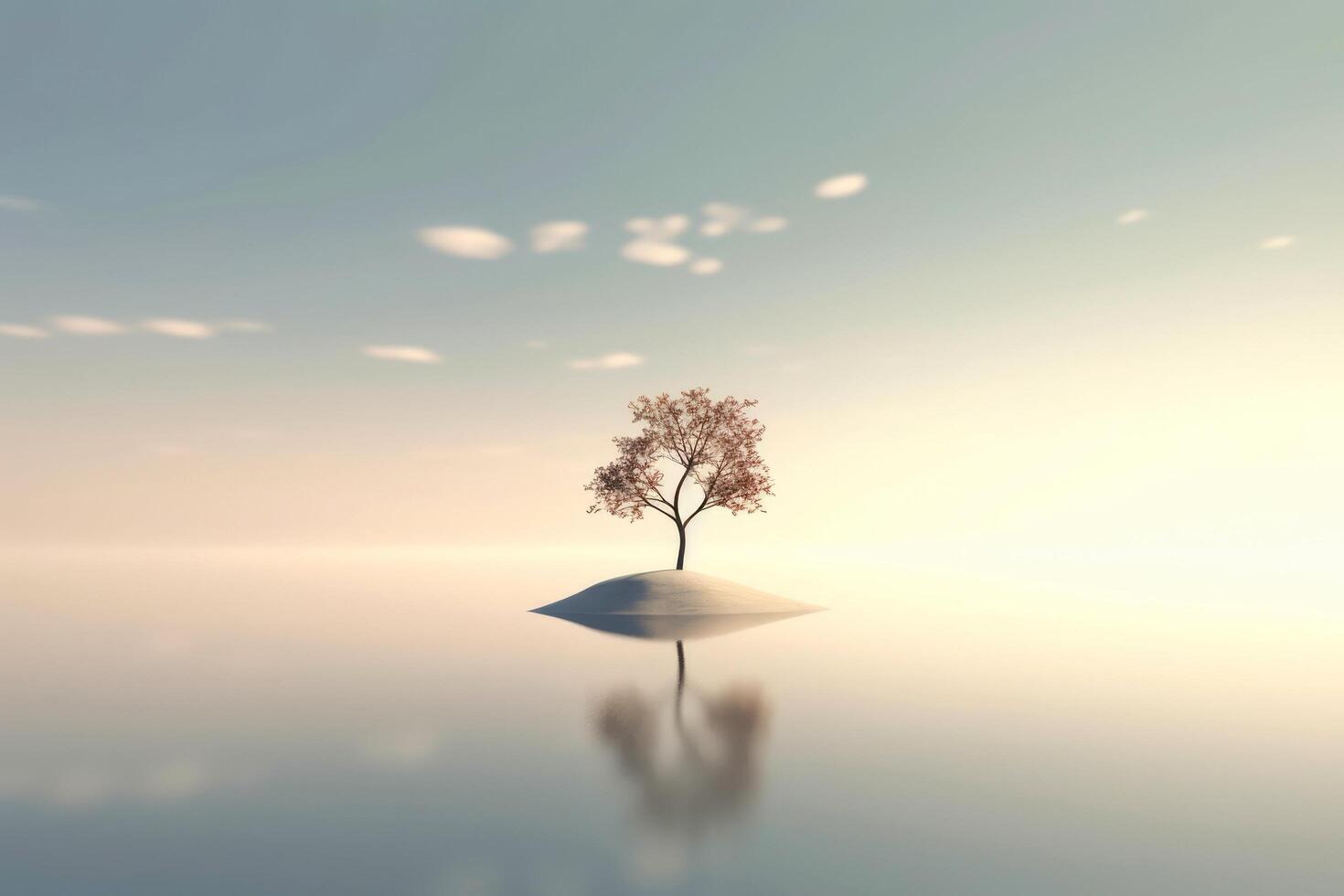 Abstract illustration minimalist landscape, alone tree in clear nature landscapeAbstract illustration minimalist landscape, Alone tree in clear nature landscape, illustration photo