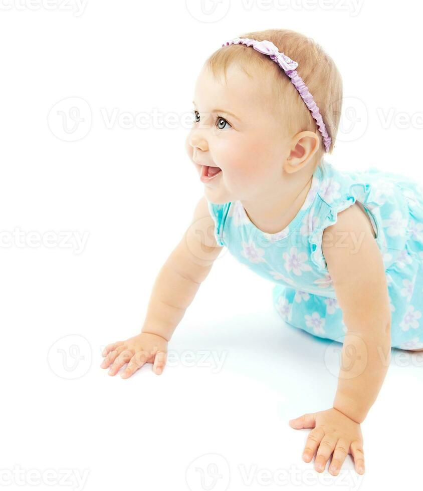 Adorable little baby girl laughing photo