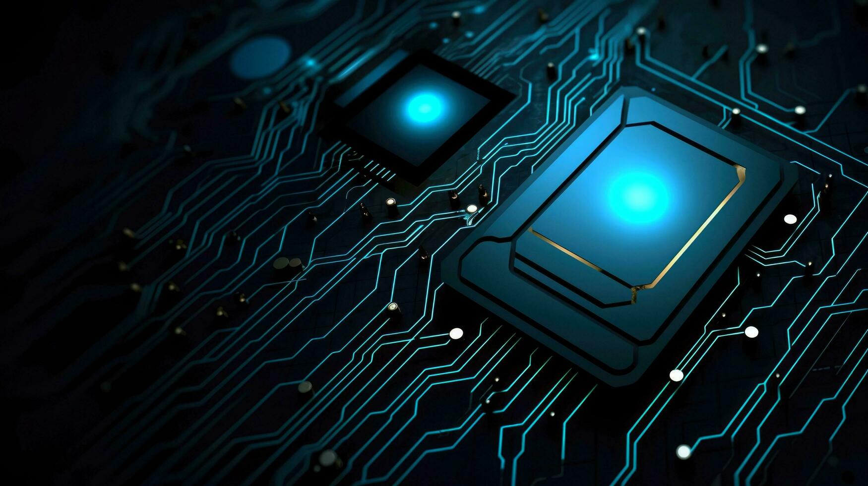 Close-up of circuit board. Electronic computer hardware technology. Motherboard digital chip. blurred concept, Generative AI illustration photo