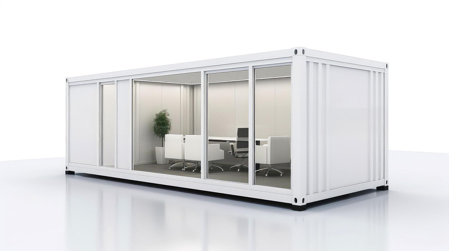 Mobile office buildings or container site office for construction site. Shipping container. Portable house and office cabins, illustration photo
