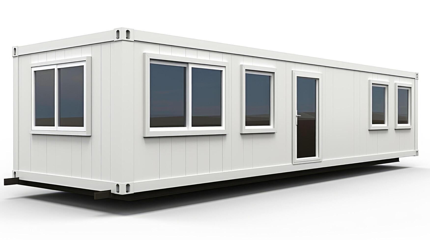 Mobile office buildings or container site office for construction site. Shipping container. Portable house and office cabins, illustration photo
