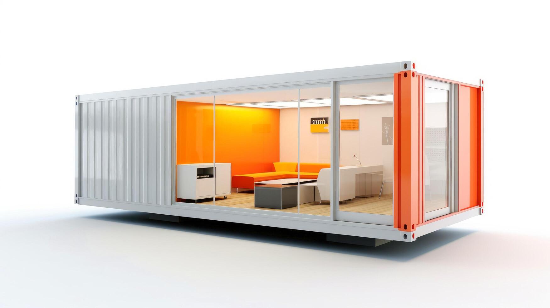 Mobile office buildings or container site office for construction site. Shipping container. Portable house and office cabins, illustration photo