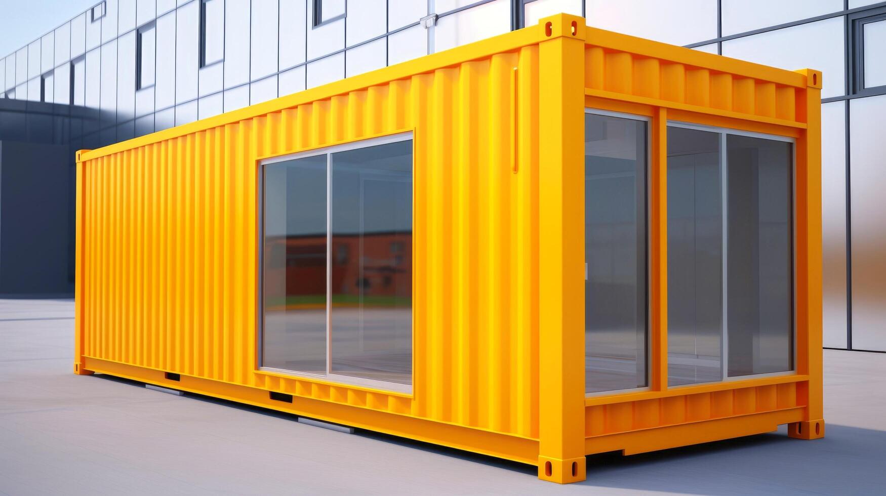 Mobile office buildings or container site office for construction site. Shipping container. Portable house and office cabins, illustration photo