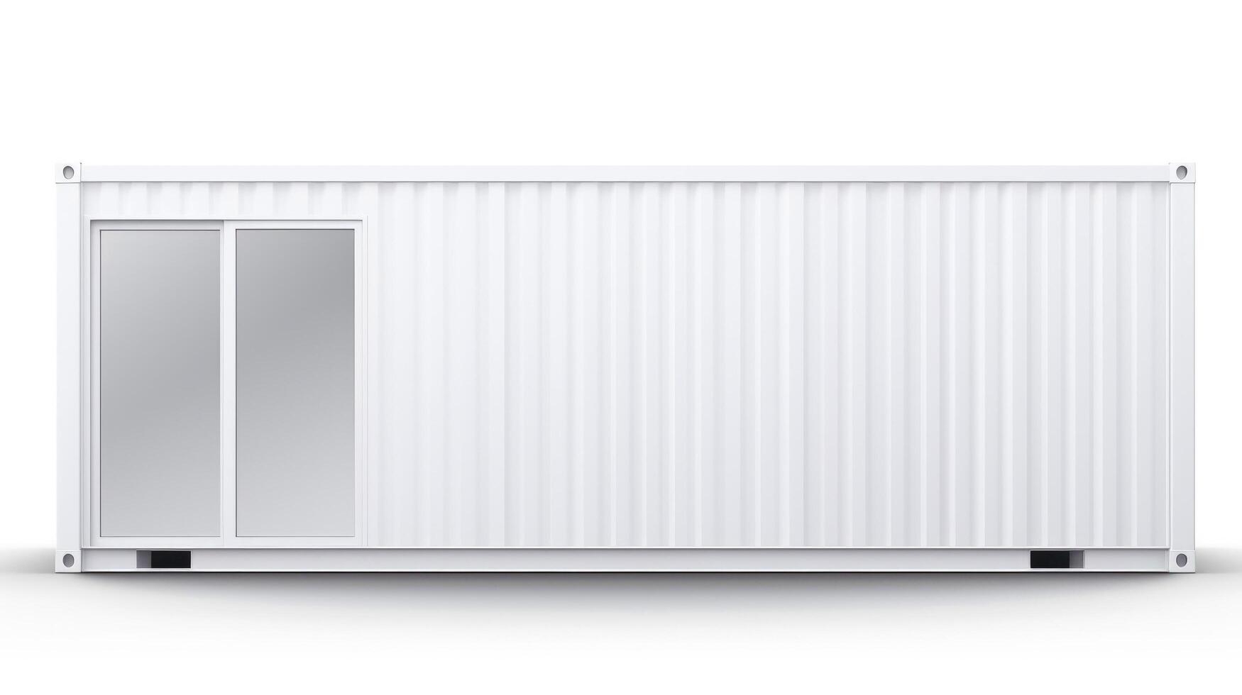 Mobile office buildings or container site office for construction site. Shipping container. Portable house and office cabins, illustration photo