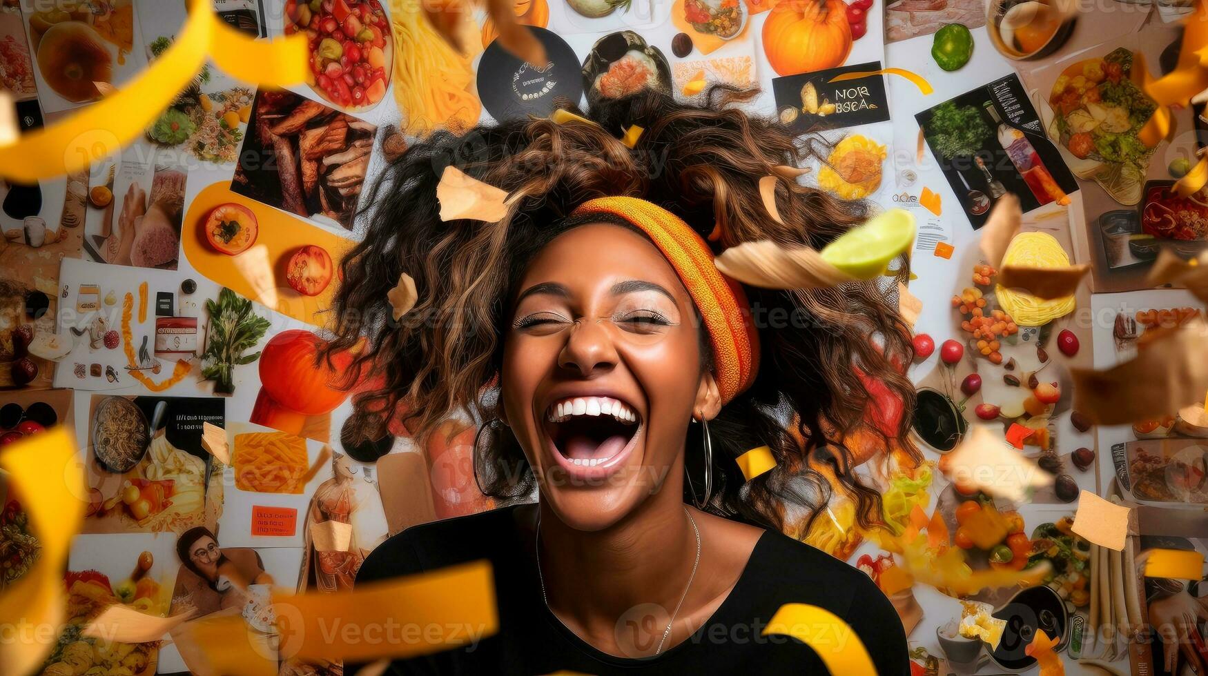 Young happy satisfied excited fun surprised amazed, People lifestyle concept, with blurred background, Generative AI illustration photo
