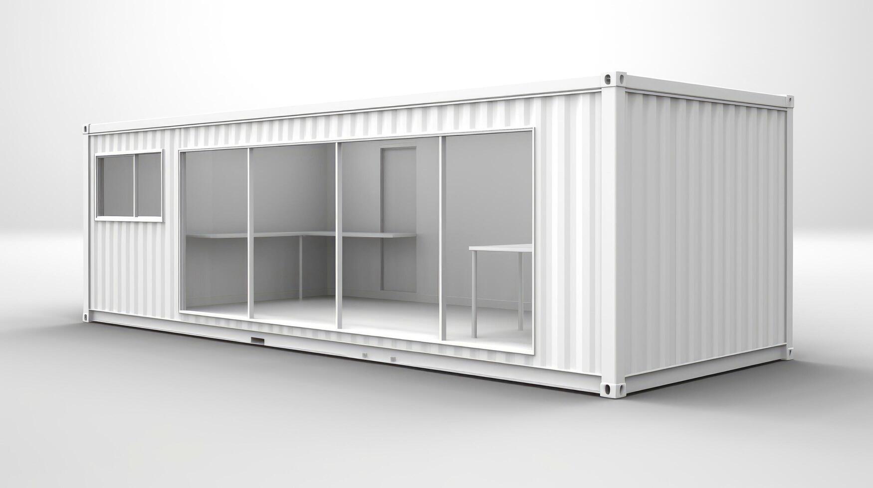 Mobile office buildings or container site office for construction site. Shipping container. Portable house and office cabins, illustration photo