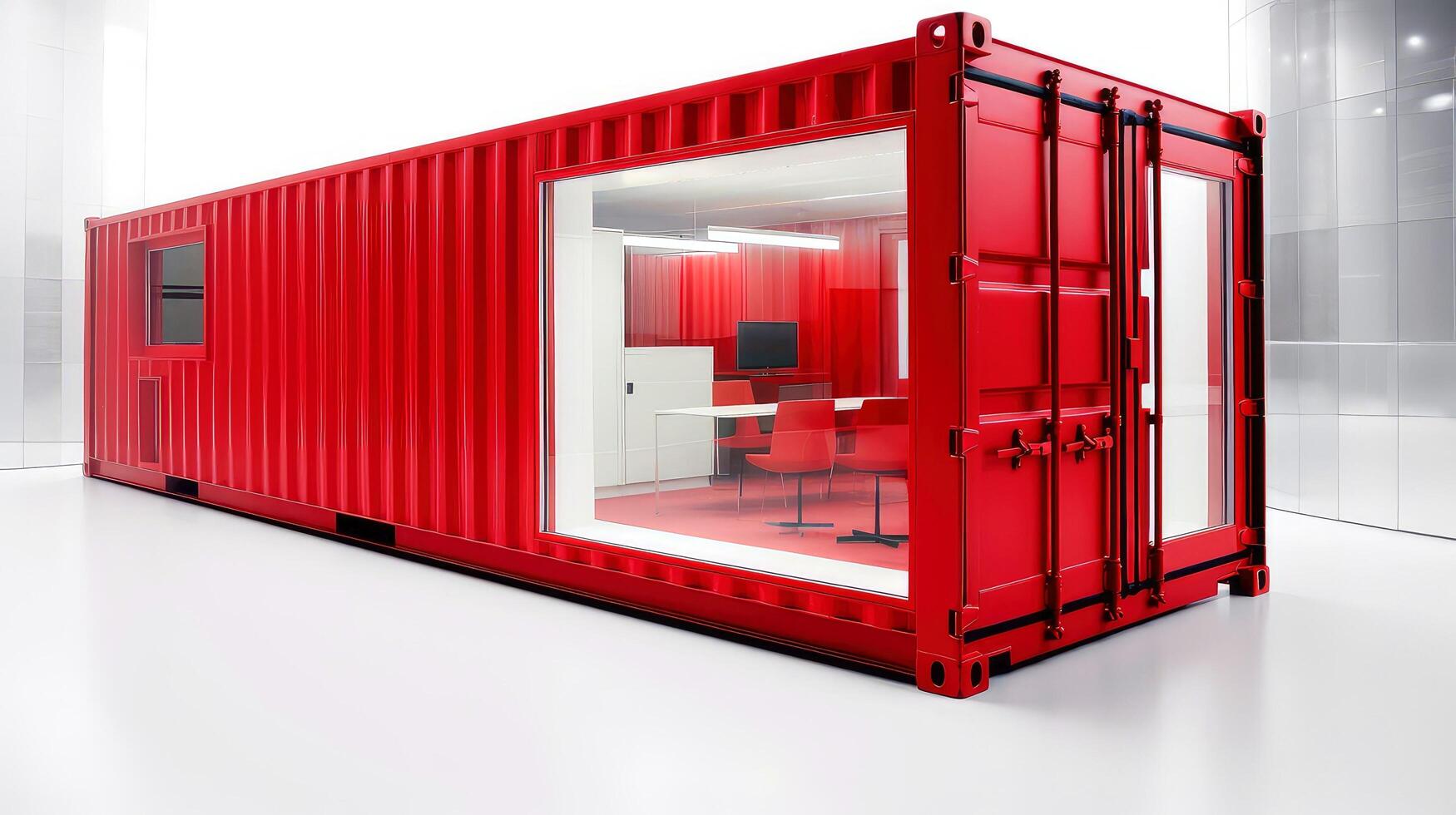 Mobile office buildings or container site office for construction site. Shipping container. Portable house and office cabins, illustration photo