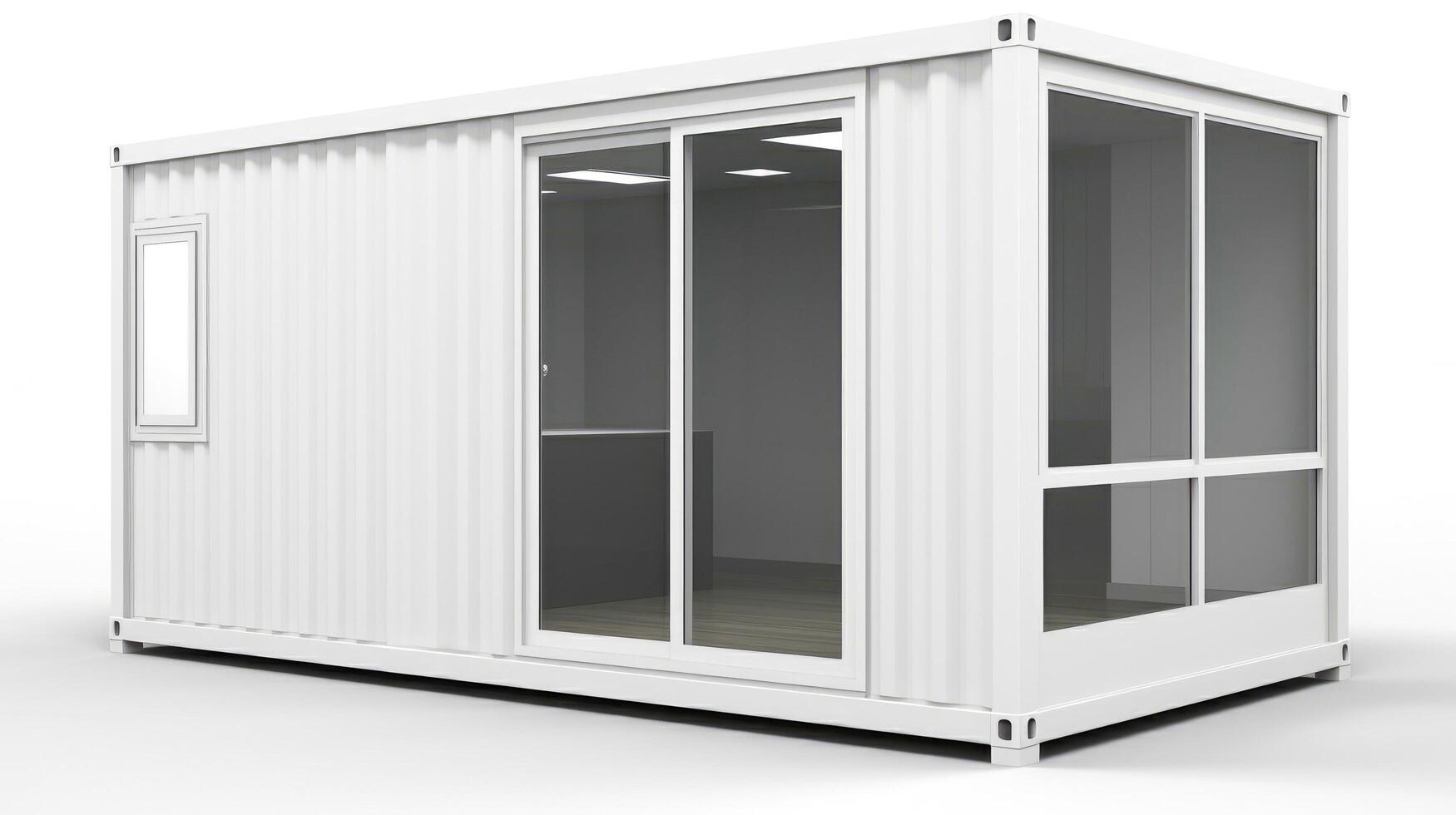 Mobile office buildings or container site office for construction site. Shipping container. Portable house and office cabins, illustration photo