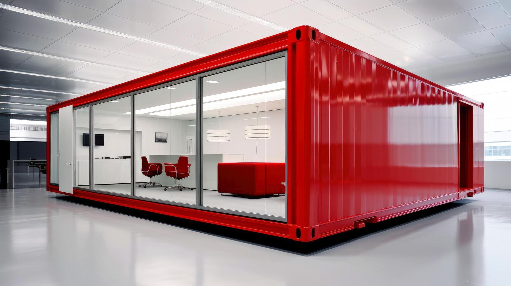 Mobile office buildings or container site office for construction site. Shipping container. Portable house and office cabins, illustration photo