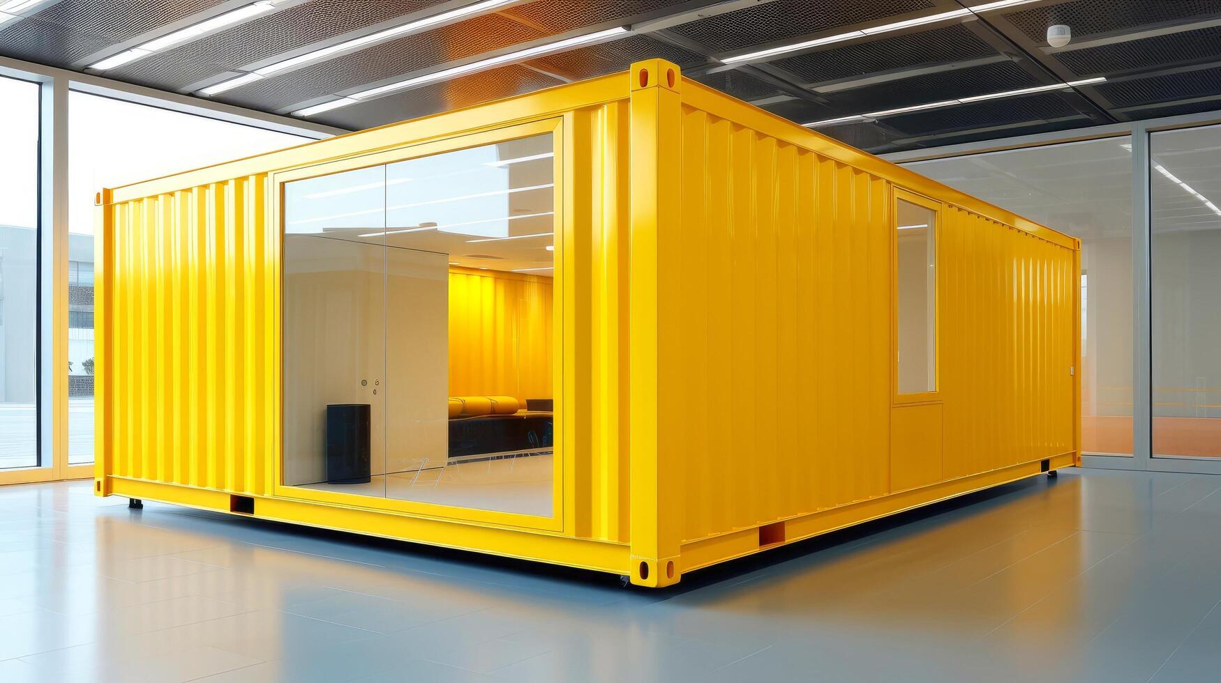 Mobile office buildings or container site office for construction site. Shipping container. Portable house and office cabins, illustration photo