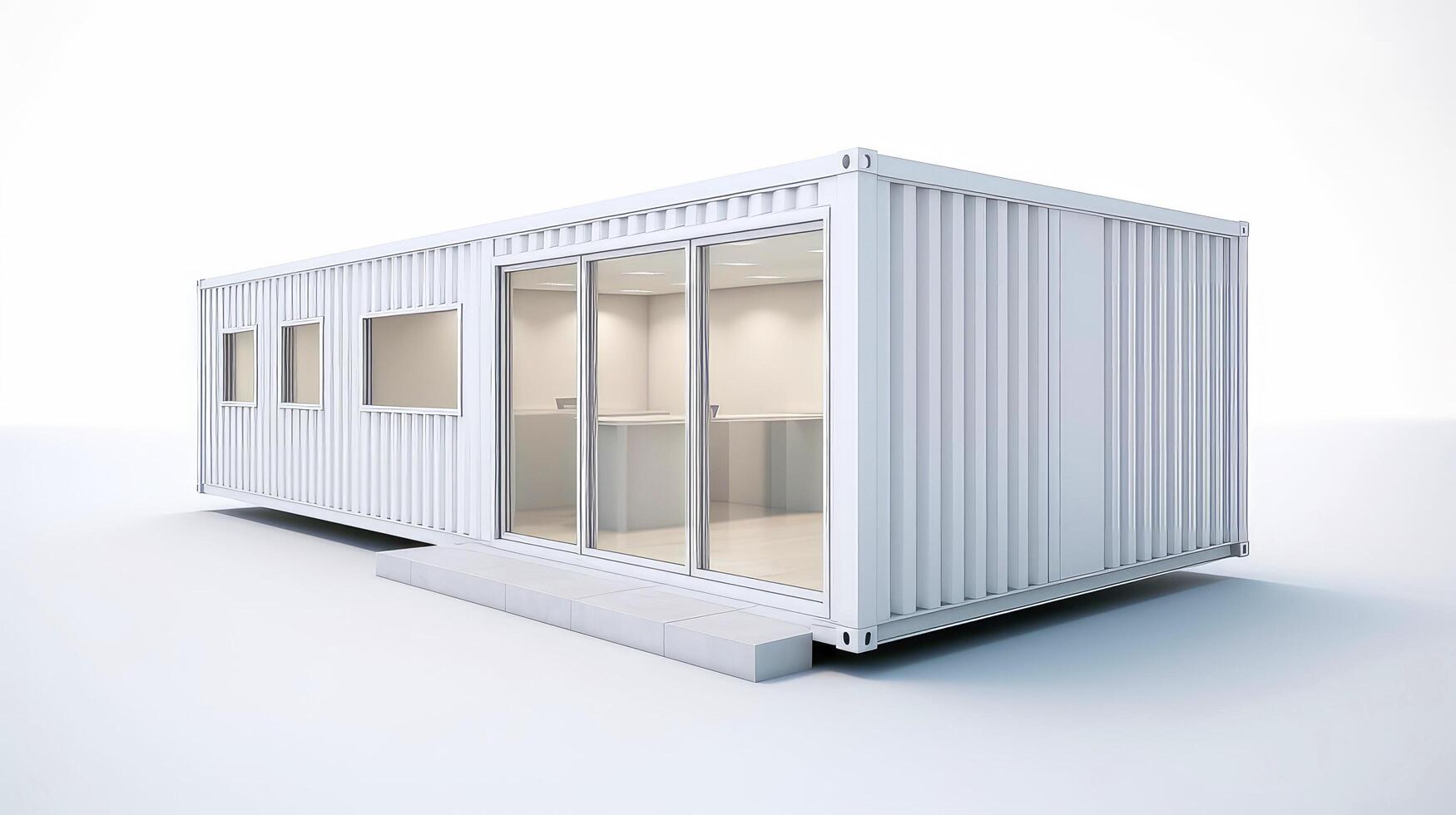 Mobile office buildings or container site office for construction site. Shipping container. Portable house and office cabins, illustration photo