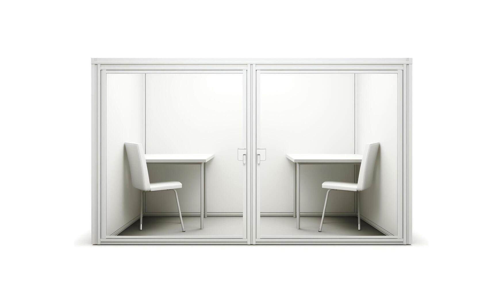 Interior of mobile container site office for construction site. Shipping container. Portable house and office cabins, illustration photo