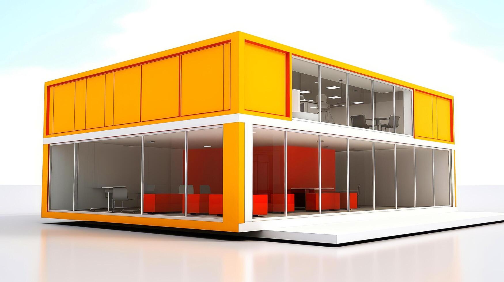 Mobile office buildings or container site office for construction site. Shipping container. Portable house and office cabins, illustration photo