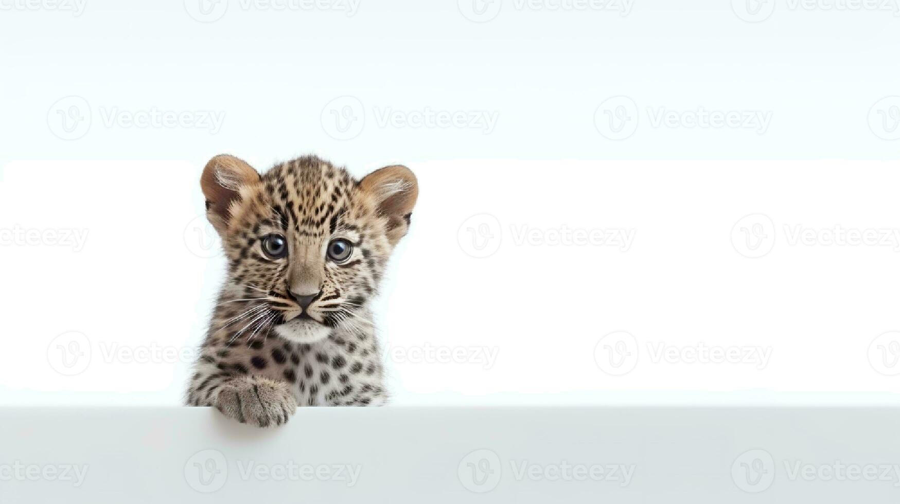 Photo of a leopard on white background. Generative AI