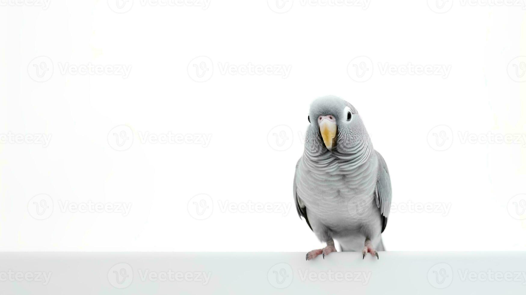 Photo of a Parakeet on white background. Generative AI