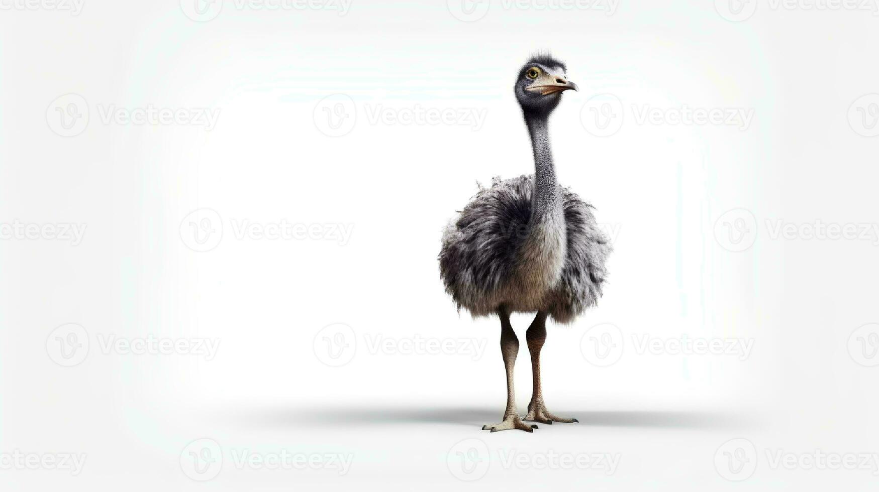 Photo of a ostrich on white background