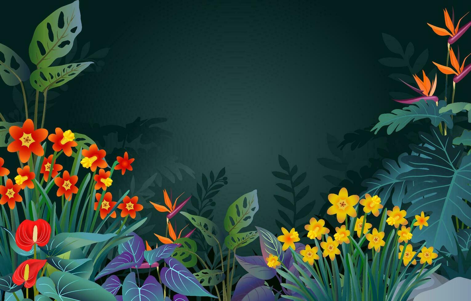 illustration of beautiful tropical forest background vector