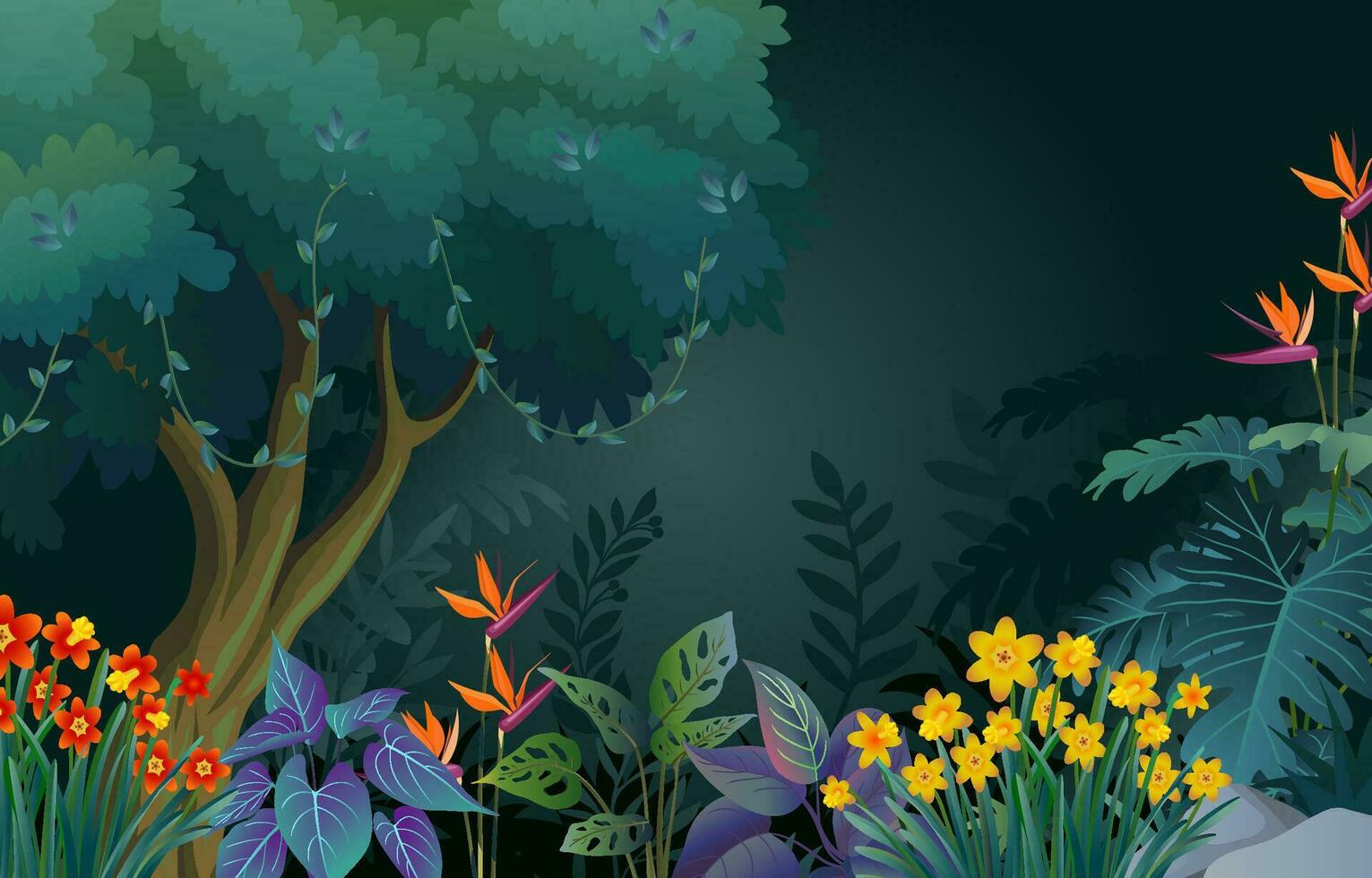 illustration of beautiful tropical forest background vector
