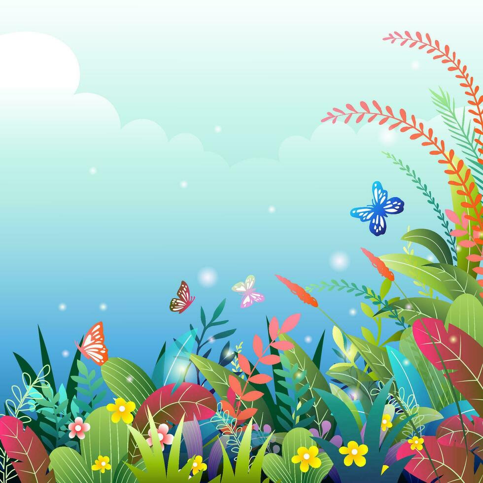 beautiful forest scene background vector