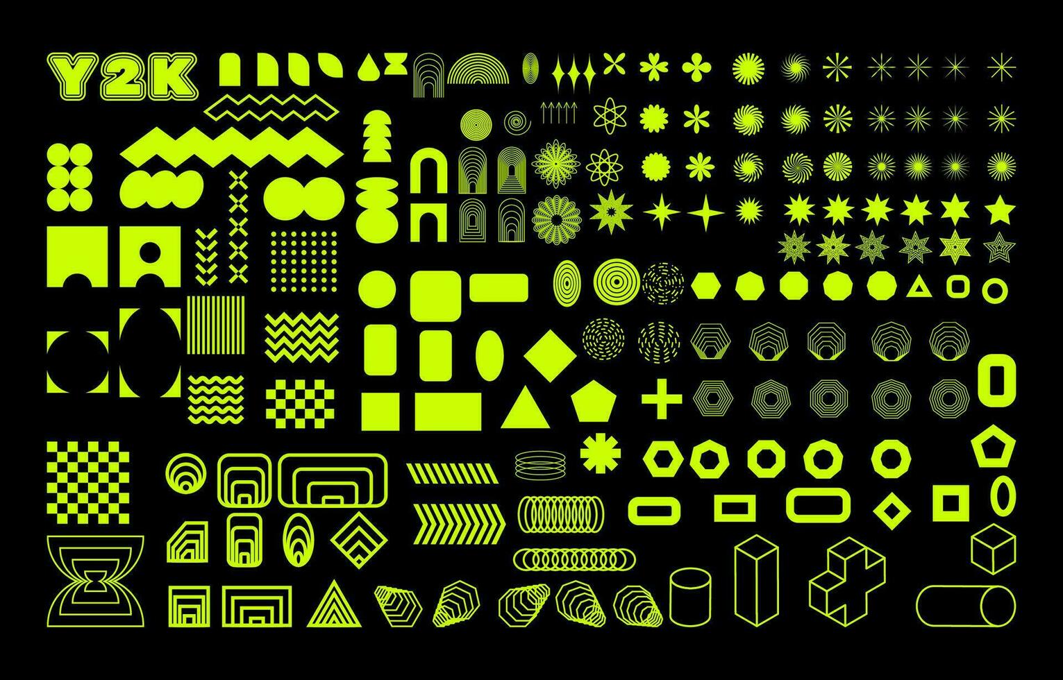 Retro futuristic y2k graphic elements vector