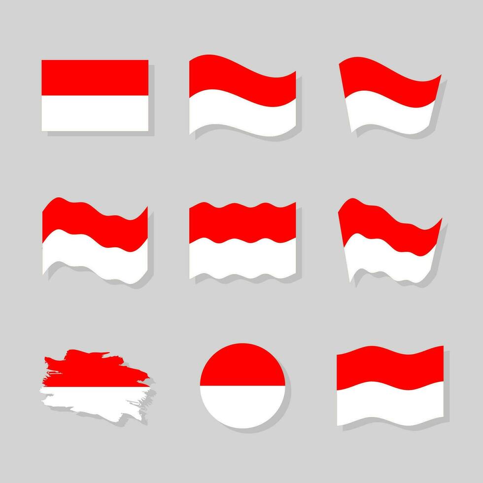 colección de banderas de indonesia vector