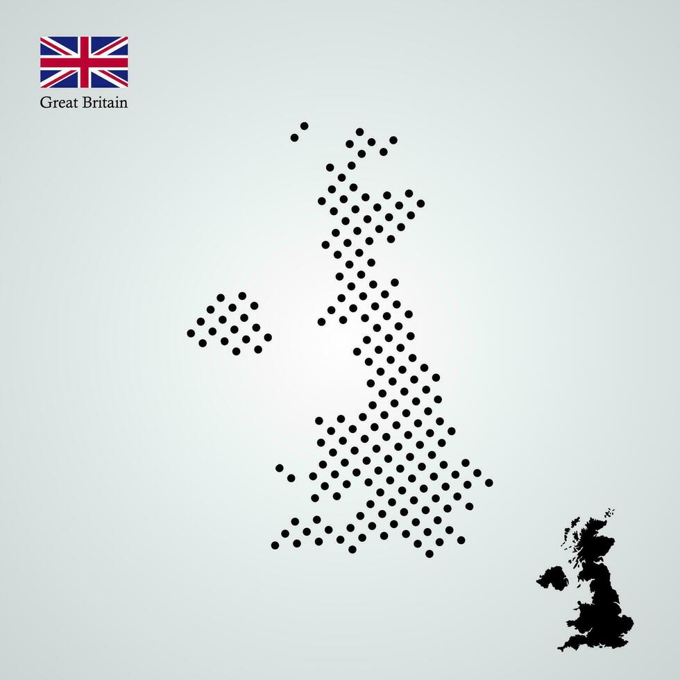 Great Britain map silhouette halftone style vector