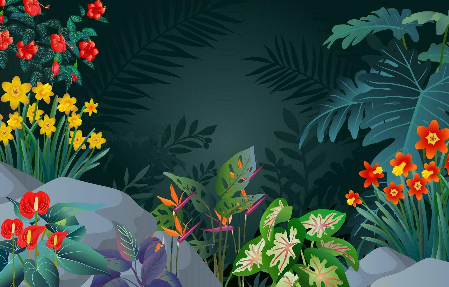 illustration of beautiful tropical forest background vector