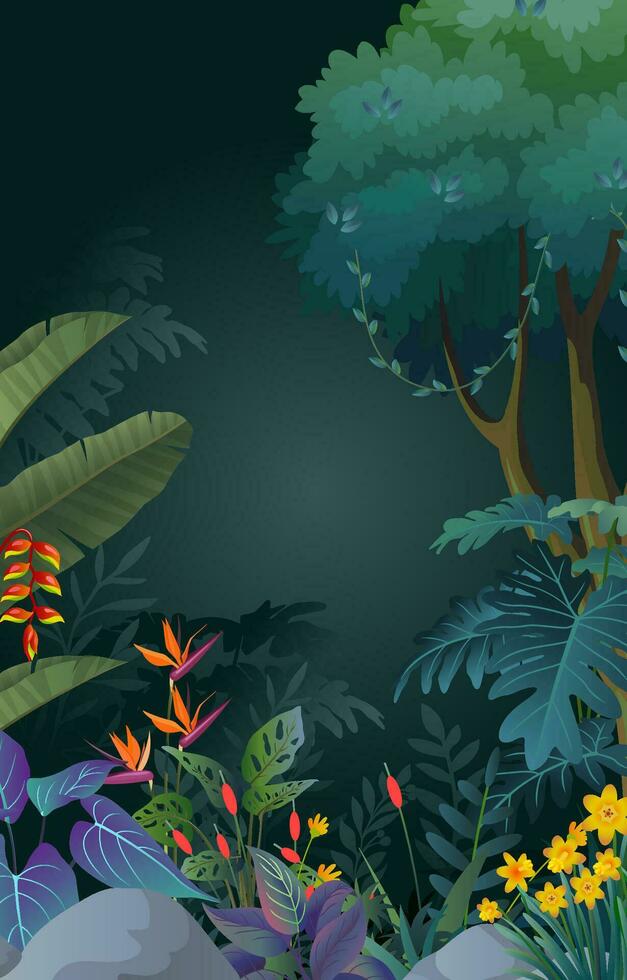 illustration of beautiful tropical forest background vector