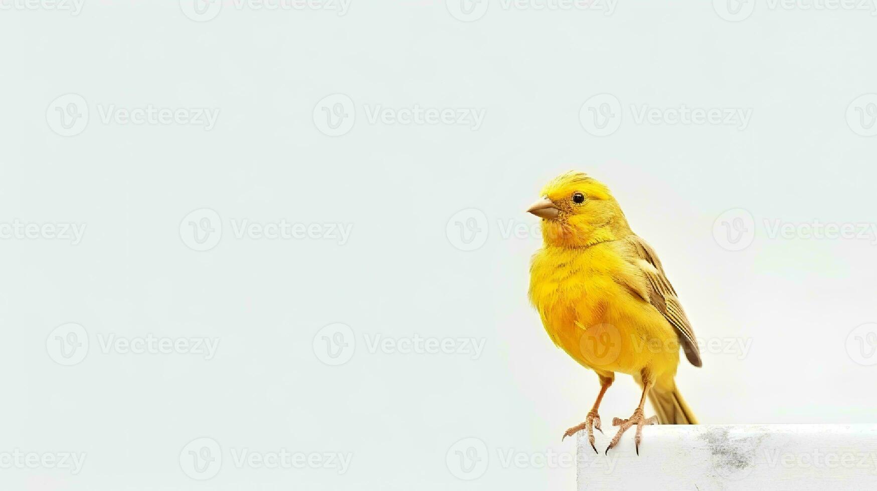 Photo of a canary bird on white background. Generative AI