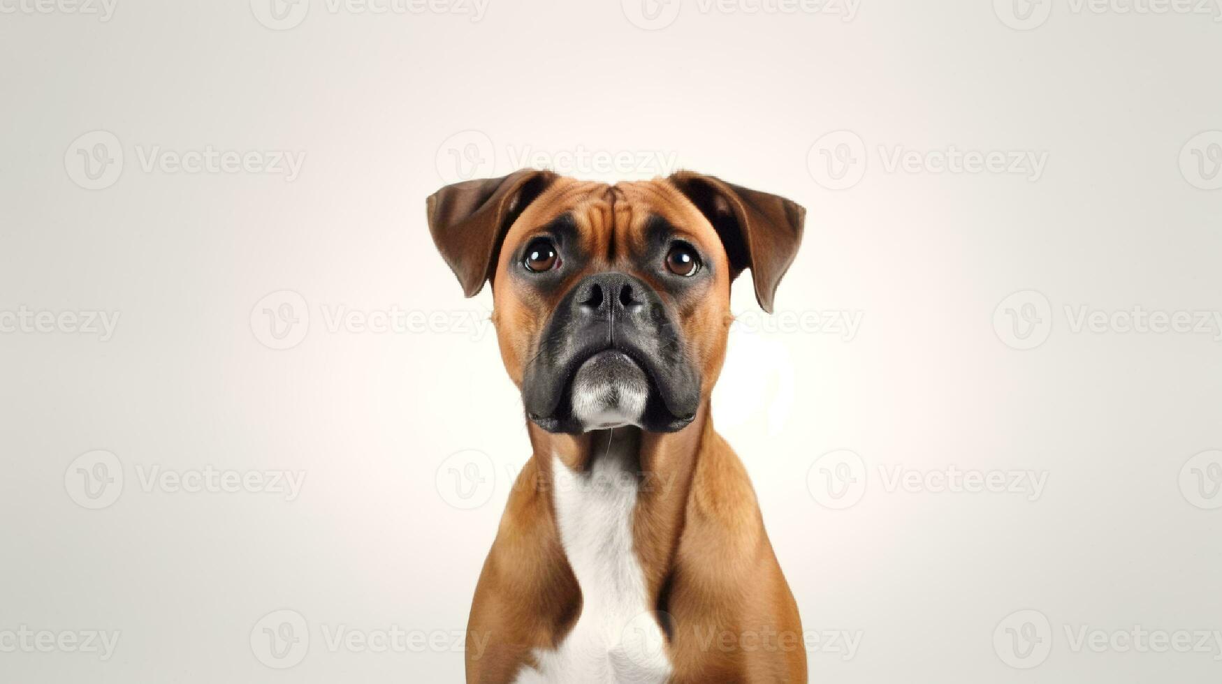 Photo of a Boxer dog on white background. Generative AI