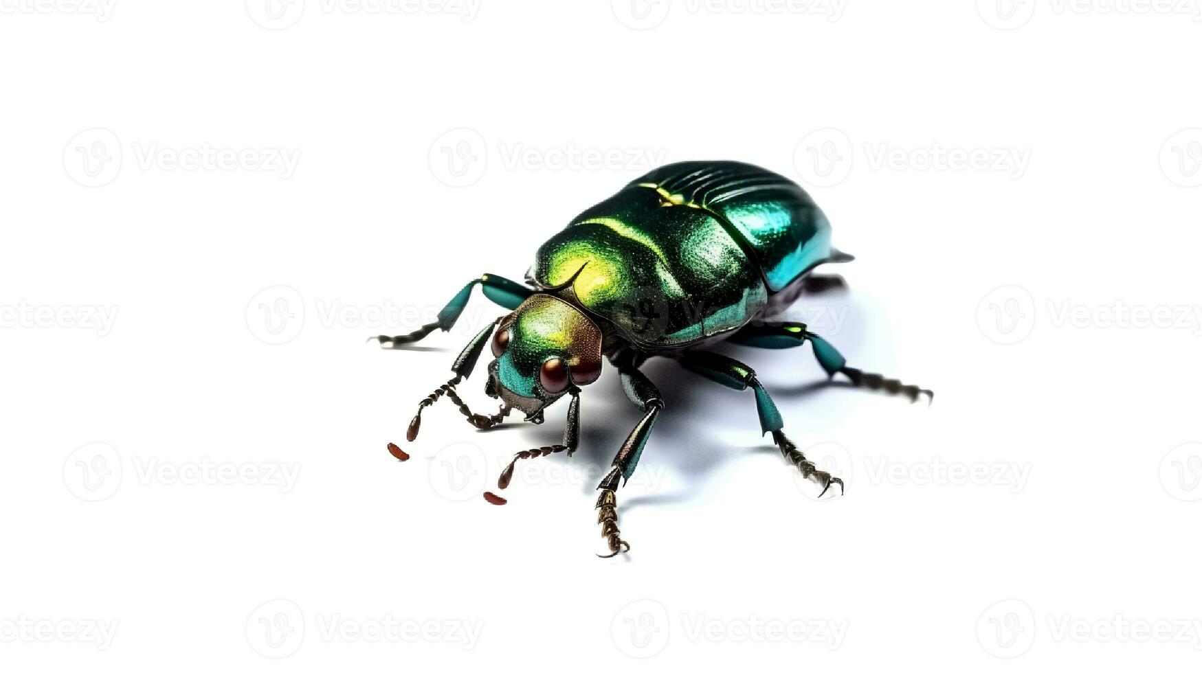 Photo of a Japanese beetle on white background. Generative AI