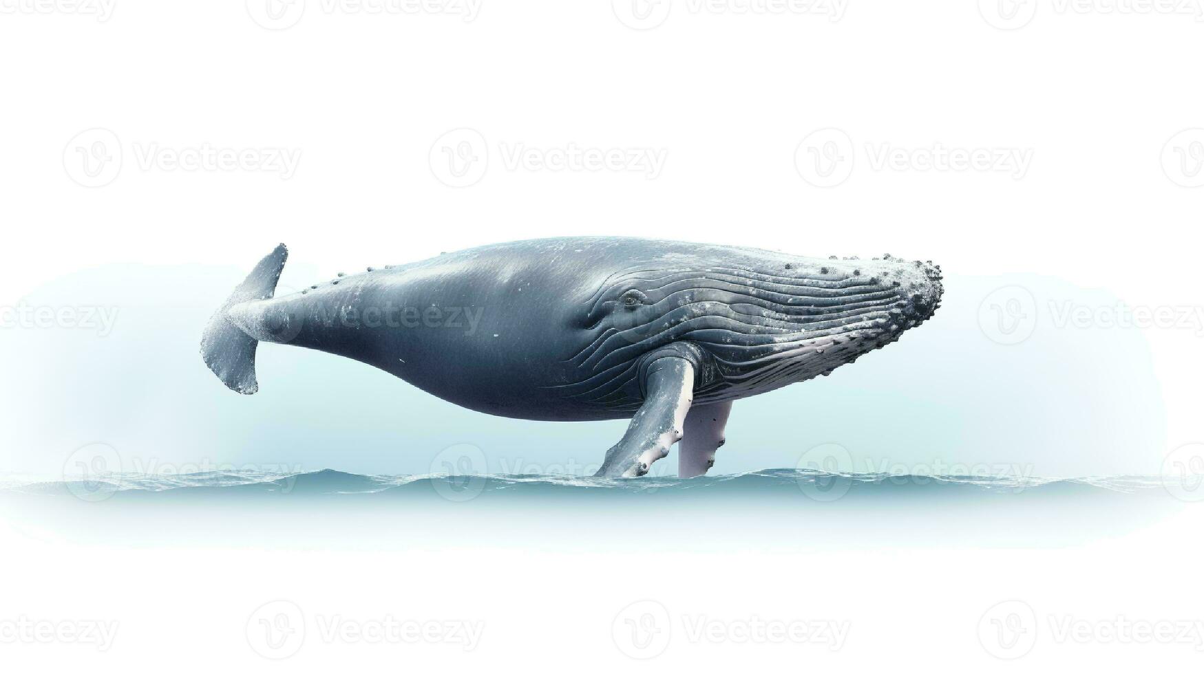 Photo of a whale on white background. Generative AI