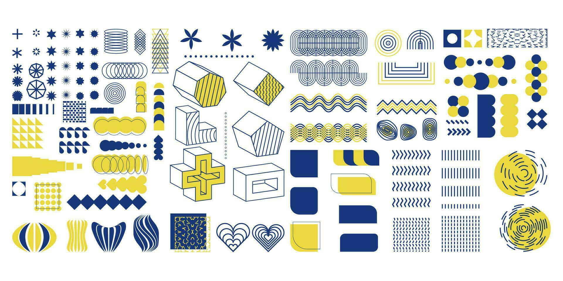 Big Set of Blue Yellow  Geometric Shapes vector