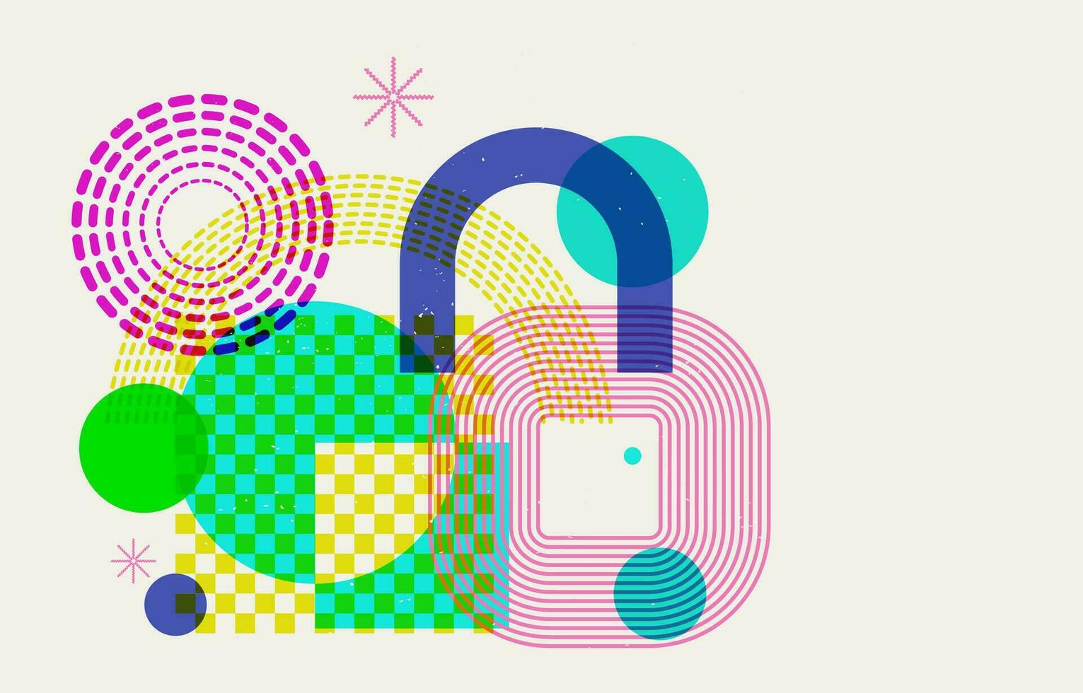 retro abstract risograph banner design vector