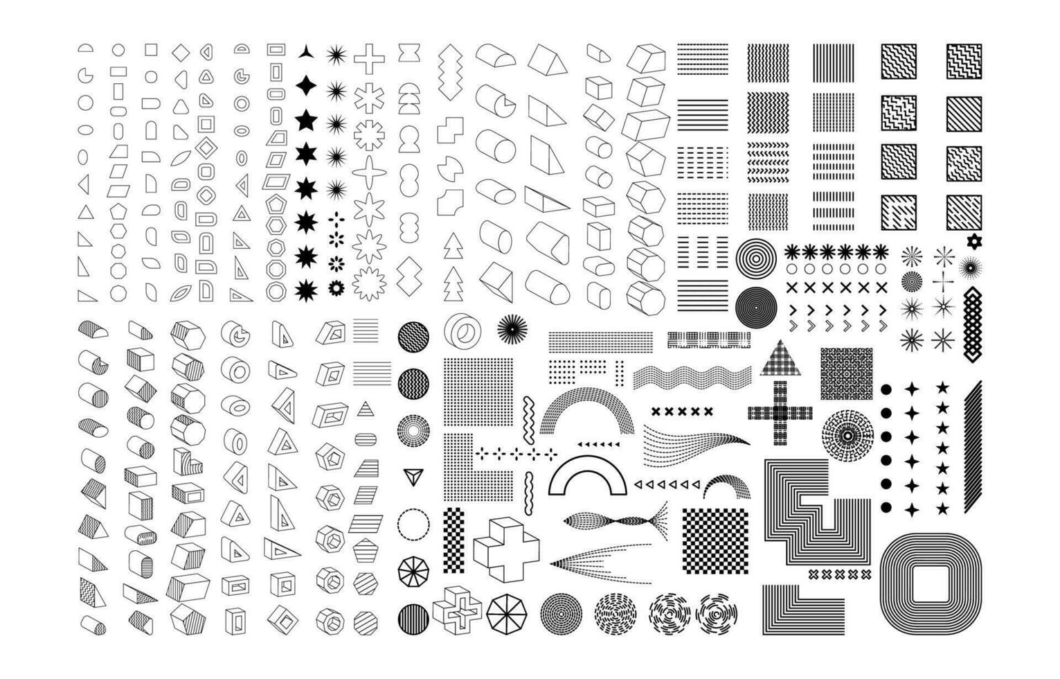 conjunto de formas geométricas. diseño de memphis, elementos retro para web, vintage, publicidad, pancarta comercial, afiche, folleto, cartelera, venta. colección de formas geométricas vectoriales de medios tonos de moda. vector