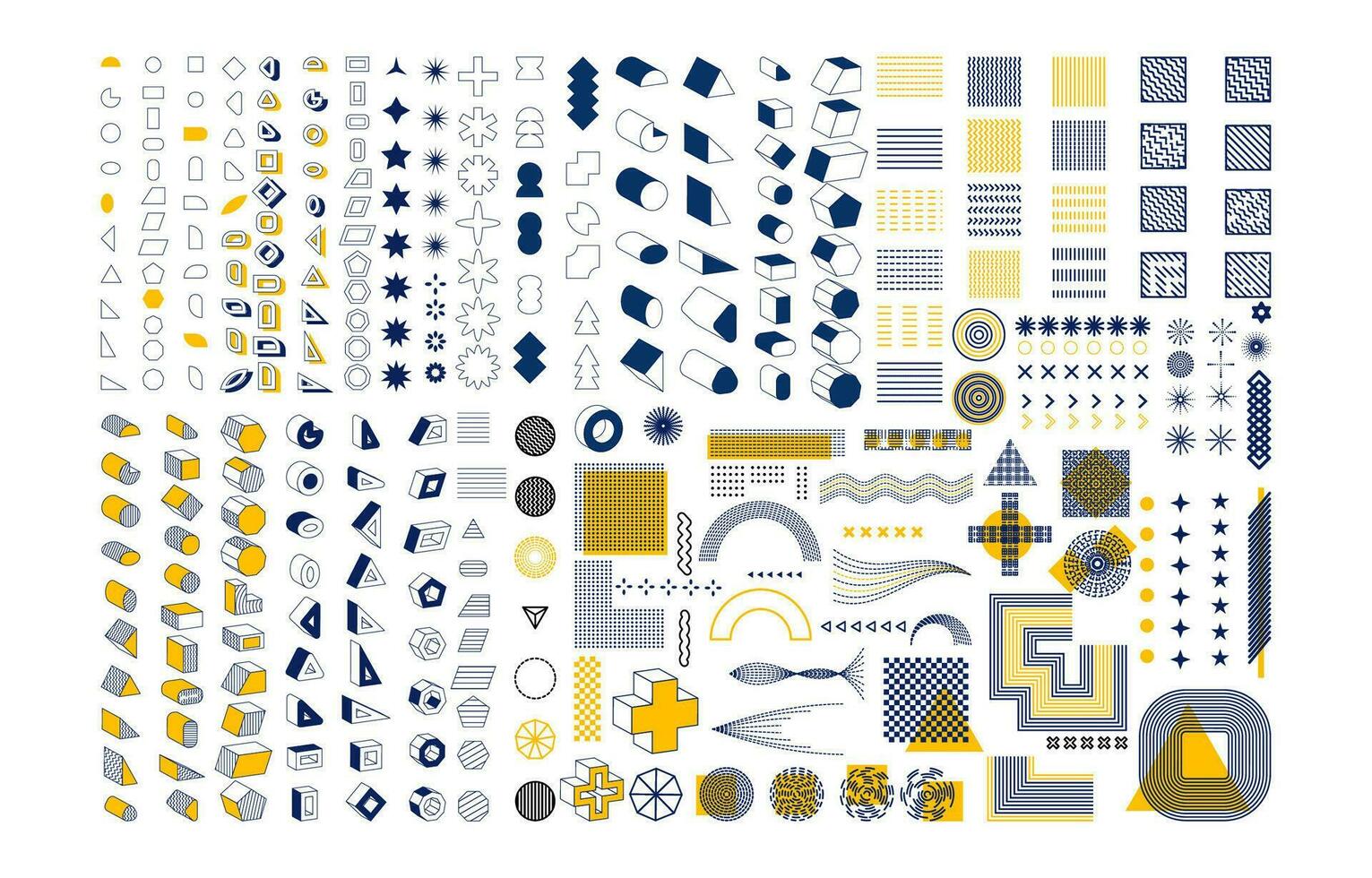 conjunto de formas geométricas. diseño de memphis, elementos retro para web, vintage, publicidad, pancarta comercial, afiche, folleto, cartelera, venta. colección de formas geométricas vectoriales de medios tonos de moda. vector