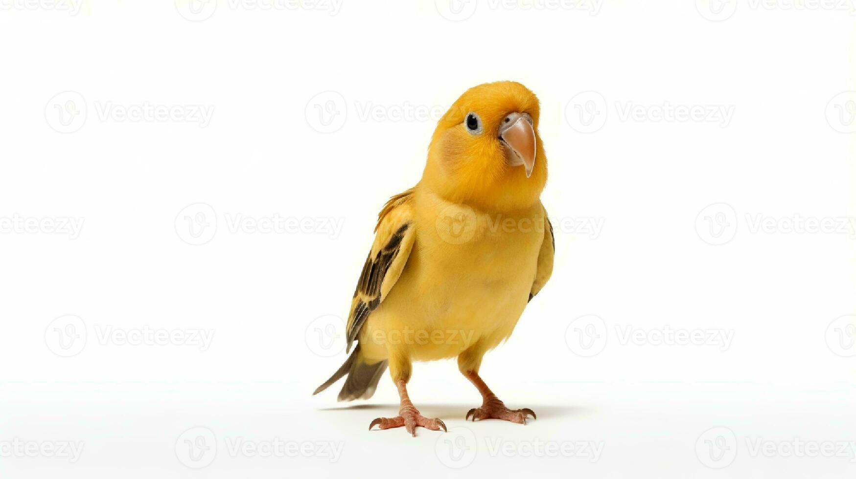 Photo of a lovebird on white background. Generative AI