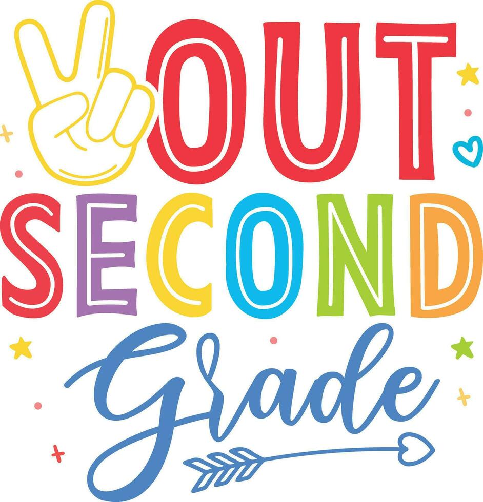 out second grade sign with colorful letters vector