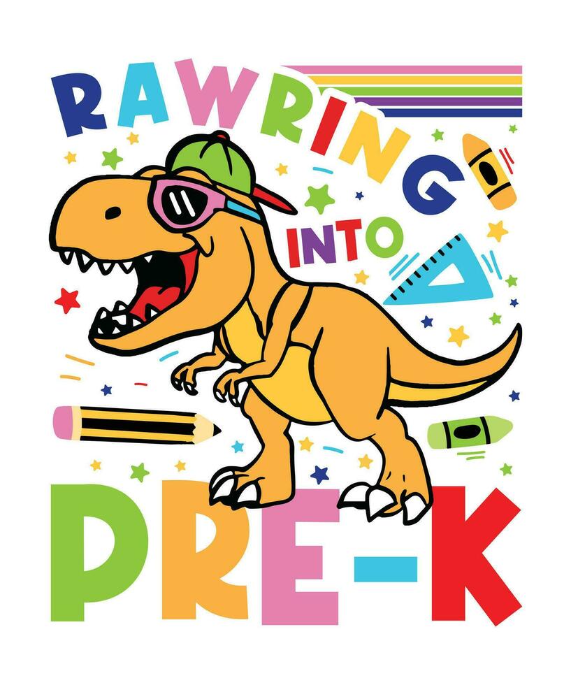 a cartoon dinosaur wearing sunglasses and holding a pencil vector